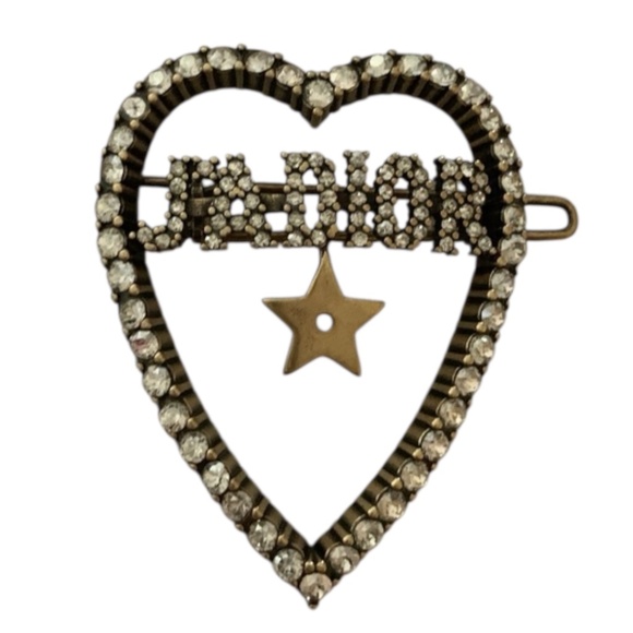 DIOR Crystal J'Adior Heart & Star Signature Barrette - Picture 1 of 6